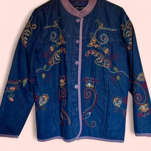Denim & Co. Embroidered Denim Jacket - Picture 6 of 7